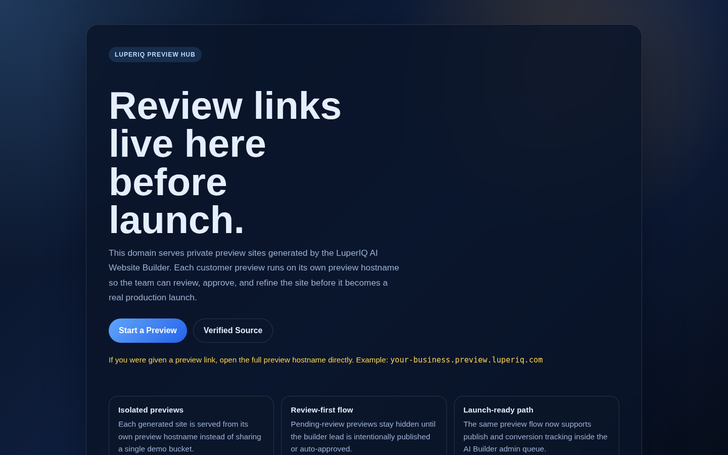 Preview Hub desktop feature